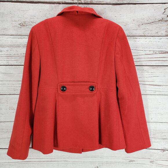 Old Navy Women's Red Ruffle Collar Pockets Wool Blend Jacket Size Medium - Picture 11 of 12